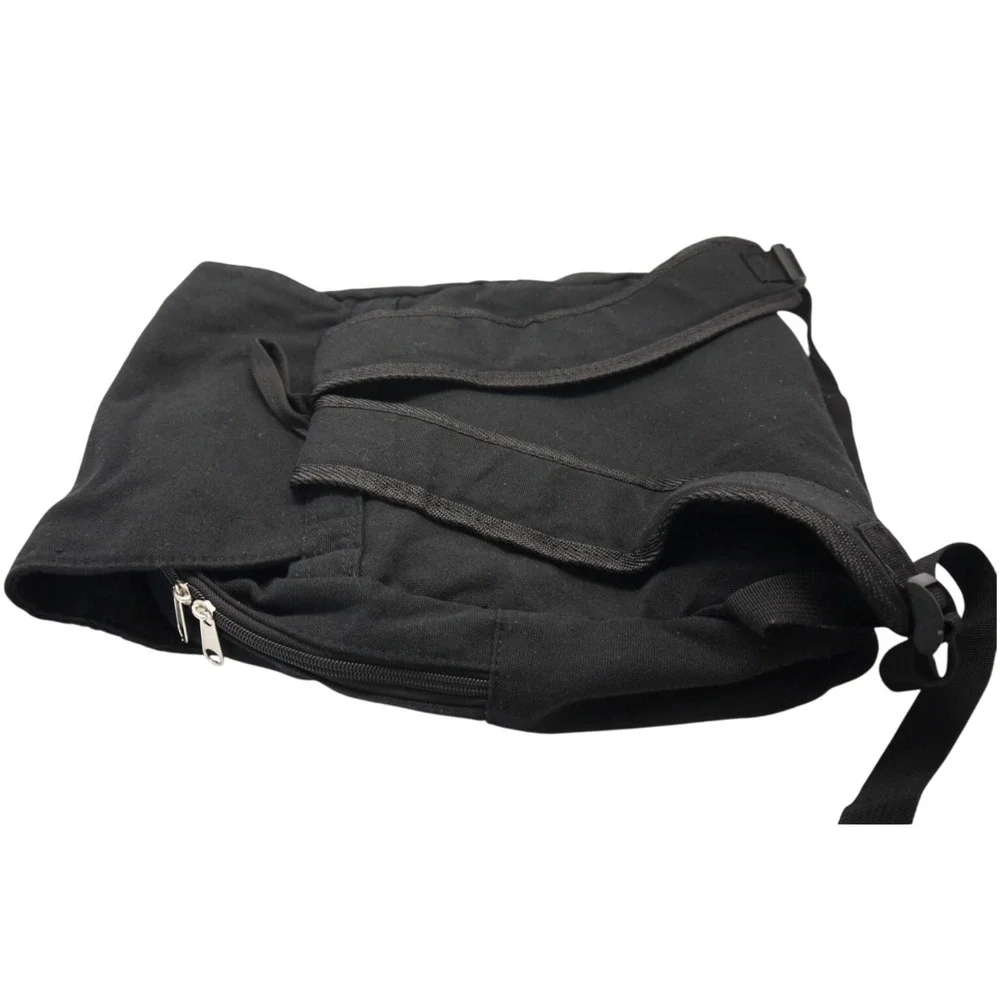 2️⃣ Cute Cat Embroidery Backpack Black Canvas School Bag by Demonchest